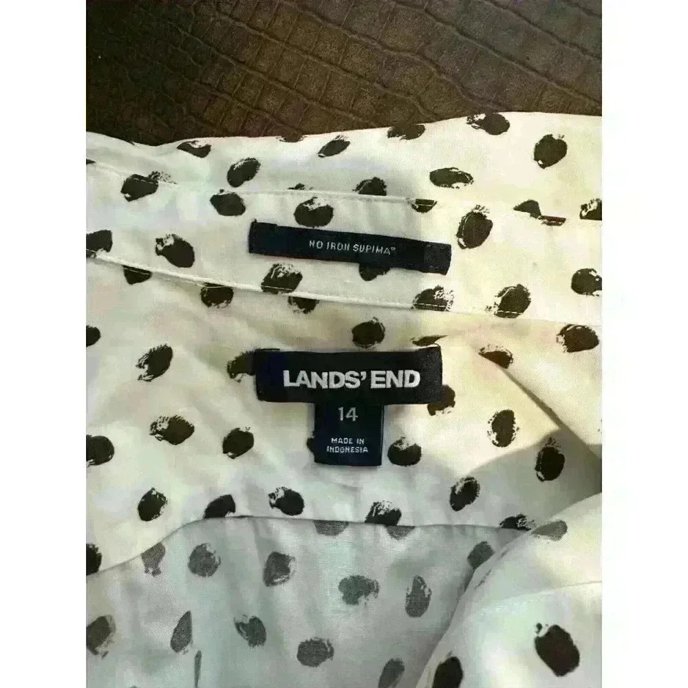 Womens Lands End 100% Supima Cotton Button Down Shirt Size 14 Tall No-Iron - Picture 4 of 10